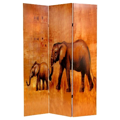Giraffe & Elephant Double Sided Room Divider - Oriental Furniture 2 Giraffe & Elephant Double Sided Room Divider - Oriental Furniture - Image 2