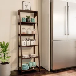 Lavish Home 5-Tier Ladder Shelf – Leaning Storage Bookcase, Dark Brown, Set Of 2 -Baxton Studio Shop GUEST 7c5eb843 7c30 4ca6 9415 267358c4dd7f