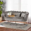 Genia Velvet Fabric Upholstered And Metal Sofa Gray/Gold - Baxton Studio
