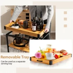 Costway 3-Tier Wine Bar Cart Rolling Rack Serving Trolley Detachable Top & Glass Holder -Baxton Studio Shop GUEST 7c8032d6 74d4 46ef ba80 9baafe3a3a2d