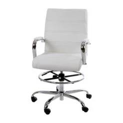 Flash Furniture Mid-Back LeatherSoft Drafting Chair With Adjustable Foot Ring And Chrome Base -Baxton Studio Shop GUEST 7ccab544 af09 49c3 82c2 e64ac86c7c8f