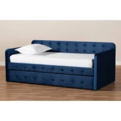 Jona Velvet Fabric Upholstered And Button Tufted Daybed With Trundle - Baxton Studio -Baxton Studio Shop GUEST 7d5ba370 1240 4f63 a898 3b915f2d01aa