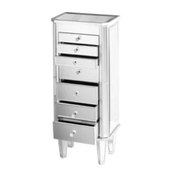 Melanie 7 Drawer Glam Jewelry Armoire Mirrored/Brushed - Aiden Lane -Baxton Studio Shop GUEST 7d5df8cd 1f75 44b9 9e18 dd63926293b6