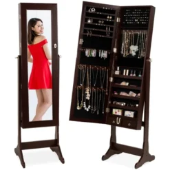 Best Choice Products 6-Tier Standing Mirror Lockable Storage Organizer Cabinet Armoire W/ Velvet Interior -Baxton Studio Shop GUEST 7d9fbfd4 f797 4049 ac6a a7a55f859f25