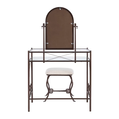 Clarisse Metal Vanity Set Brown - Linon 5 Clarisse Metal Vanity Set Brown - Linon - Image 5