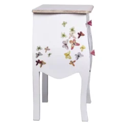 2 Drawer Butterfly Print Accent Cabinet White - Stylecraft