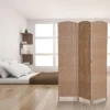HOMCOM 6' Tall Wicker Weave 3 Panel Room Divider Privacy Screen - Natural
