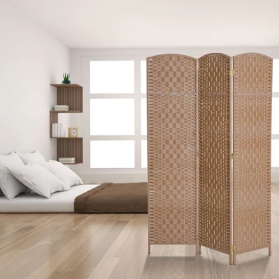HOMCOM 6' Tall Wicker Weave 3 Panel Room Divider Privacy Screen - Natural 1 HOMCOM 6' Tall Wicker Weave 3 Panel Room Divider Privacy Screen - Natural