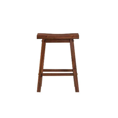 24" Sonoma Saddle Counter Height Barstools Wire Brushed Finish Chestnut - Boraam 3 24" Sonoma Saddle Counter Height Barstools Wire Brushed Finish Chestnut - Boraam - Image 3