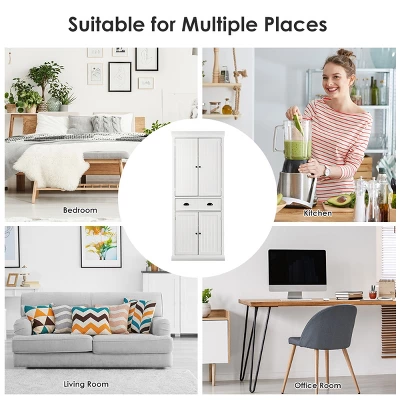 Bestcomfort Kitchen Cabinet Pantry Cupboard Freestanding W/Shelves White 9 Bestcomfort Kitchen Cabinet Pantry Cupboard Freestanding W/Shelves White - Image 9