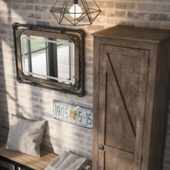 2pc Doney Armoire And Led Mirror Set Reclaimed Oak - MiBasics 9 2pc Doney Armoire And Led Mirror Set Reclaimed Oak - MiBasics -Baxton Studio Shop GUEST 7e209046 dd47 4a03 a44a c1c03967baa1