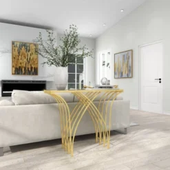 Metal And Mirror Art Deco Console Table Gold - Olivia & May -Baxton Studio Shop GUEST 7e2eddf8 9ebc 460c a40c 68558ac285f9