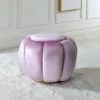 Simple Relax Round Ottoman With Metal Base In Pink And Gold