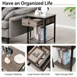Tangkula Industrial End Side Table Nightstand With Drawer Shelf Rustic Grey Oak -Baxton Studio Shop GUEST 7e79f9c6 f2c8 44a6 b8fe 1ce908fd9099