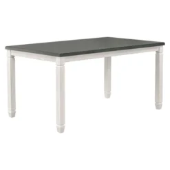 7-Piece Wooden Dining Table Set With 1 Dining Table And 6 Upholstered Chairs With Shaped Legs, Gray+White - ModernLuxe 14 7-Piece Wooden Dining Table Set With 1 Dining Table And 6 Upholstered Chairs With Shaped Legs, Gray+White - ModernLuxe -Baxton Studio Shop GUEST 7eb9d23a 0480 4cea b1d7 0121c45cb147