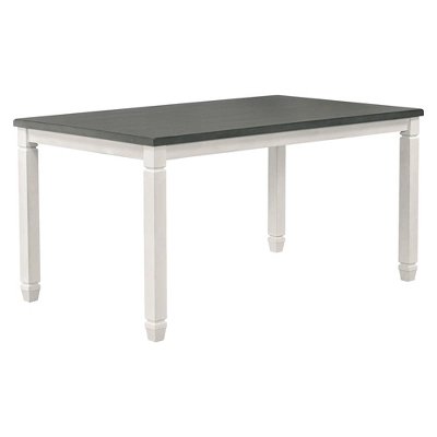 7-Piece Wooden Dining Table Set With 1 Dining Table And 6 Upholstered Chairs With Shaped Legs, Gray+White - ModernLuxe 5 7-Piece Wooden Dining Table Set With 1 Dining Table And 6 Upholstered Chairs With Shaped Legs, Gray+White - ModernLuxe - Image 5