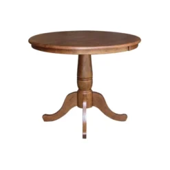 29.1" Dining Tables Round Top Carson Pedestal Distressed Oak - International Concepts