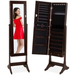 Best Choice Products 6-Tier Standing Mirror Lockable Storage Organizer Cabinet Armoire W/ LED Lights -Baxton Studio Shop GUEST 7f8c74f3 fec7 48e3 8ab4 12ff3453bf6c