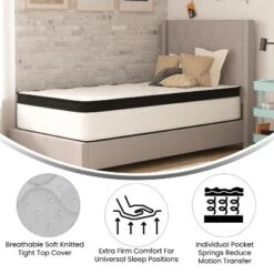 Merrick Lane 12 Inch Extra Firm Hybrid Pocket Spring & CertiPUR-US Certified Foam Mattress In A Box -Baxton Studio Shop GUEST 7fba3088 35fb 4c83 8490 4fe595b8faeb