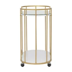 Pavillion 2 Tier Oval Bar Serving Cart Shelves With Glass Mirror Gold - Studio Designs -Baxton Studio Shop GUEST 7ffa77ba d12a 4c20 b805 662fe45bca11