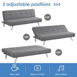 Costway Convertible Futon Sofa Bed Adjustable Sleeper With Stainless Steel Legs -Baxton Studio Shop GUEST 804b4722 410d 43e6 a252 9ff99e873a53