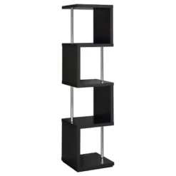 Baxter 4 Shelf Zig Zag Bookcase With Chrome Details - Coaster -Baxton Studio Shop GUEST 805eb7c6 31ad 41ed 89f1 ae332f3d0706