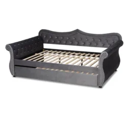 Abbie Velvet Fabric Upholstered Crystal Tufted Daybed With Trundle - Baxton Studio -Baxton Studio Shop GUEST 808f0858 a322 41b4 adf7 c67a9bd836db
