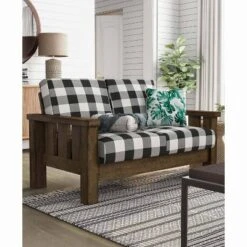 Jovie Gingham Rustic Loveseat - HOMES: Inside + Out -Baxton Studio Shop GUEST 811faadd dc28 48fc 8c06 09255a27cd4d