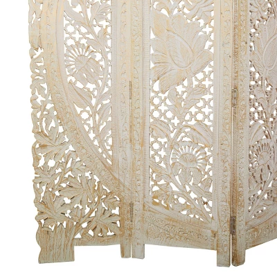 Eclectic Wood Room Divider Screen White - Olivia & May 5 Eclectic Wood Room Divider Screen White - Olivia & May - Image 5
