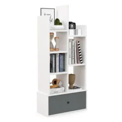 Tangkula Tree Shaped Bookcase With Drawer Free Standing Bookshelf With 7 Open Storage Shelves Tall Display Rack With Bookshelves White -Baxton Studio Shop GUEST 829bf74b c329 49a6 91fd 0d3d51430eaa