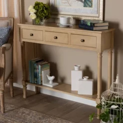 3 Drawer Calvin Wood Entryway Console Table - Baxton Studio -Baxton Studio Shop GUEST 830f297e 4161 428d 8703 4bbb46984e60