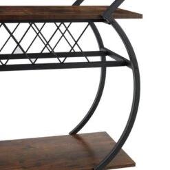 Jomeed Wood And Metal Portable Rolling Kitchen Bar Or Coffee Cart With 3 Bottle Horizontal Wine Rack With Handles And Lockable Casters, Gray Oak -Baxton Studio Shop GUEST 834d33c9 f6ab 47f9 ad62 3b0ac4911bfc