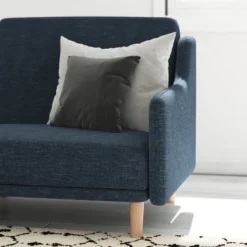 Emma And Oliver Plush Padded Upholstered Split Back Sofa Futon With Smooth Curved Removable Arms And Wooden Legs -Baxton Studio Shop GUEST 83cd44ad 6352 4aa6 a586 2c31f538c776