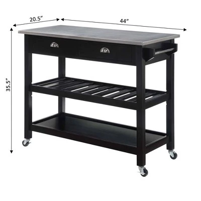 American Heritage 3 Tier Stainless Steel Kitchen Cart With Drawers - Breighton Home 8 American Heritage 3 Tier Stainless Steel Kitchen Cart With Drawers - Breighton Home - Image 8