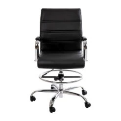 Flash Furniture Mid-Back LeatherSoft Drafting Chair With Adjustable Foot Ring And Chrome Base -Baxton Studio Shop GUEST 845113a5 b689 4a87 b249 12f3c2104231