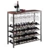 Michelle Wine Rack With Glass Hanger Metal/Antique Bronze/Teak - Winsome