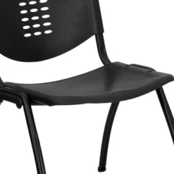 Flash Furniture HERCULES Series 880 Lb. Capacity Black Plastic Stack Chair With Oval Cutout Back And Black Frame -Baxton Studio Shop GUEST 85898899 83d6 4185 8034 164192933864