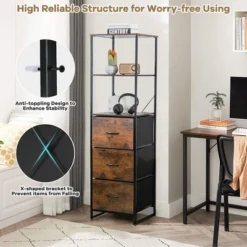 Costway Vertical 3 Drawer Dresser W/ 3 Shelves Tall Storage Tower Chest Freestanding -Baxton Studio Shop GUEST 85cca933 f6b1 4d6b b9e1 ef82839f96f8