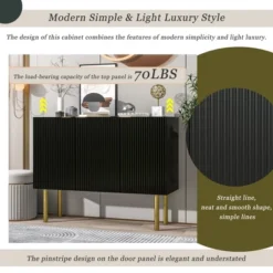 Modern Sideboard, Buffet Cabinet With Metal Handles & Legs And Adjustable Shelves-ModernLuxe -Baxton Studio Shop GUEST 8625703d 01c9 4914 a71b 394a11377665