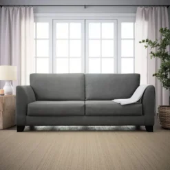 85" Holly Upholstered Flared Arm Sofa Charcoal - Brookside Home