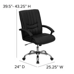 Flash Furniture Mid-Back Black LeatherSoft Swivel Manager's Office Chair With Arms 11 Flash Furniture Mid-Back Black LeatherSoft Swivel Manager's Office Chair With Arms -Baxton Studio Shop GUEST 88882550 b5e6 47c7 a691 8bf8d40f3dda