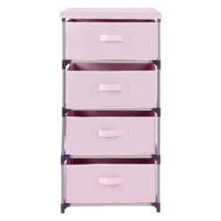 Juvale Fabric Drawer Dresser Storage Organizer Chest Tower With 4 Clothes Drawers Bins For Bedroom, Nursery, Closet, Pink 16.5x13 In -Baxton Studio Shop GUEST 88908523 1219 4364 bc00 e909528f449d