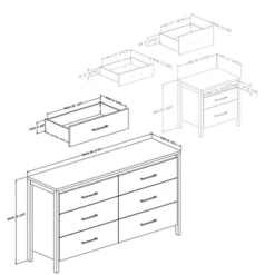Gravity 6 Drawer Double Dresser And 2 Drawer Nightstand Gray Maple - South Shore -Baxton Studio Shop GUEST 88ec468b 1109 4a6c b163 b32b6229c9ef