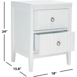 Tegan 2 Drawer Nighstand - White - Safavieh -Baxton Studio Shop GUEST 88f482a3 fb51 4a51 942b fec67d0c86ba