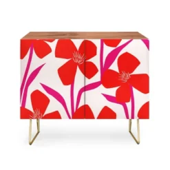 Maritza Lisa Red And Pink Floral Pattern Credenza - Deny Designs -Baxton Studio Shop GUEST 88f9e18d 0e24 4438 b8c6 c9278dfcebe4