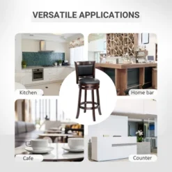 HOMCOM Classic Bar Stool Swivel Barstool With PU Leather Upholstered Mid-Back And Footrest, 30.25 Inch Seat Height, Black 11 HOMCOM Classic Bar Stool Swivel Barstool With PU Leather Upholstered Mid-Back And Footrest, 30.25 Inch Seat Height, Black -Baxton Studio Shop GUEST 89107a86 5b8f 4d7a b2fa 3c8a5b990b32