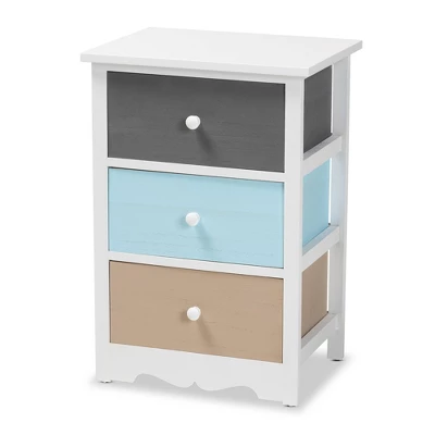 Kalila Wood 3 Drawer Nightstand White - Baxton Studio 2 Kalila Wood 3 Drawer Nightstand White - Baxton Studio - Image 2