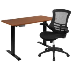 Flash Furniture 48"W X 24"D Electric Height Adjustable Standing Desk With Mesh Swivel Ergonomic Task Office Chair -Baxton Studio Shop GUEST 898ef723 af00 4e09 91ff a48a56a8c6e4