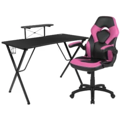 Flash Furniture Gaming Desk And Racing Chair Set With Cup Holder, Headphone Hook, And Monitor/Smartphone Stand -Baxton Studio Shop GUEST 8a12d3f1 6910 41d5 a1ae 995cd7cea7f0