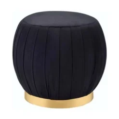 19" Zinnia Ottoman Black Velvet/Gold - Acme Furniture